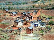 Madagascar/RN7: One of the countless highland villages between Antananarivo and Fianarantsoa